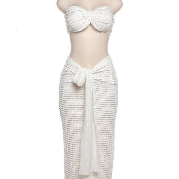 NEW Weird Puss Women 2 Piece Set Midnight Thin Bandage Skirts + Top Small - Picture 1 of 8